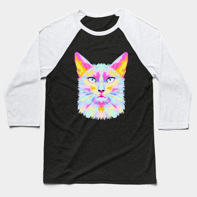 KITTY CUTE FACE Baseball T-Shirt by Rightshirt